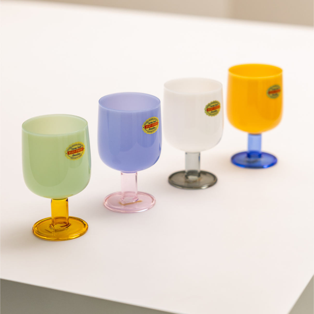 amabro・TWO TONE WINE GLASS 玻璃高腳杯