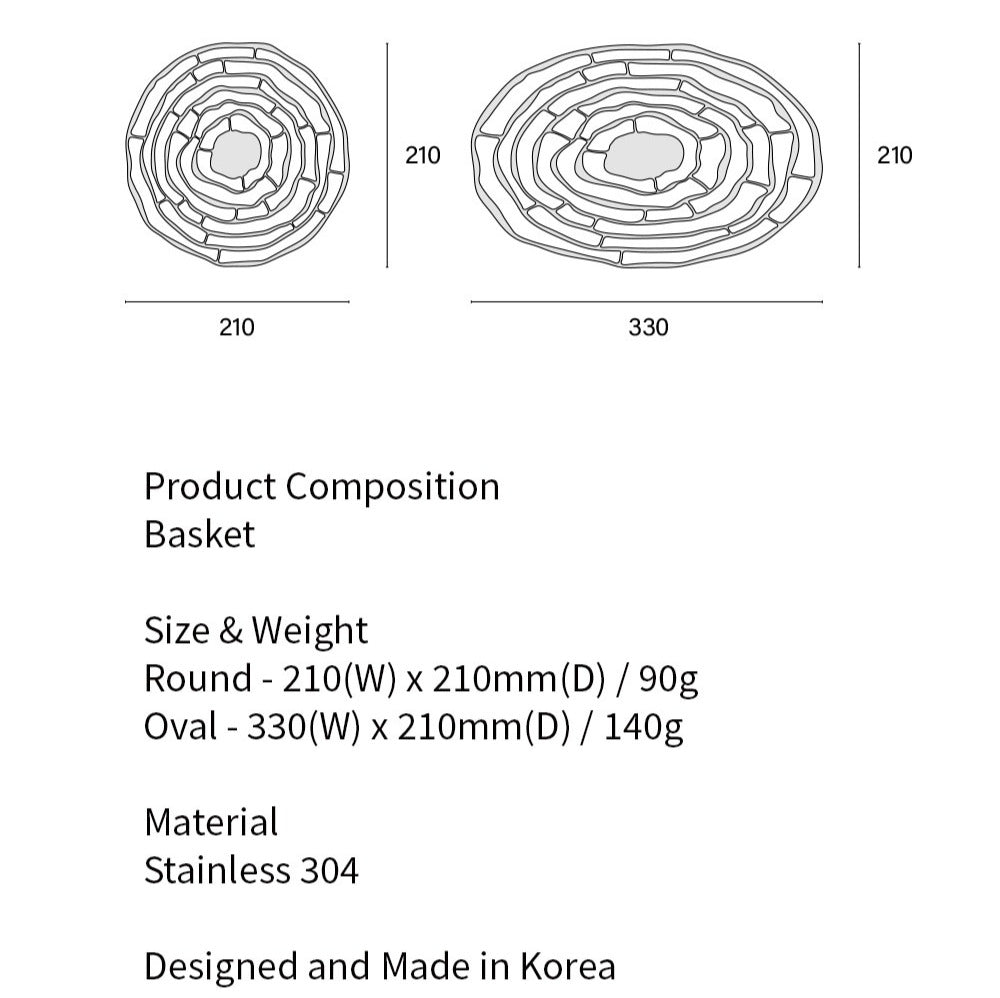 rhombus lab・Stainless Flex Basket-Oval 不鏽鋼可彎式籃-橢圓